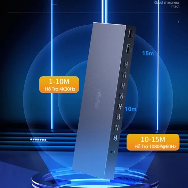 Bộ Chuyển KVM HDMI 8 PC Dùng Chung 1 Màn Hình, Phím Chuột Unitek V303A 3 Bộ Chuyển HDMI KVM 8 In 1 Out Unitek V303A – Khoảng Cách Truyền Tín Hiệu Lên Tới 10M, Hỗ Trợ 4K@30Hz Và 1080P@60Hz