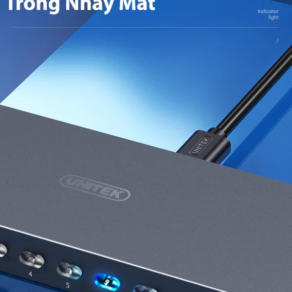 Bộ Chuyển KVM HDMI 8 PC Dùng Chung 1 Màn Hình, Phím Chuột Unitek V303A 5 Bộ Chuyển HDMI KVM 8 In 1 Out Unitek V303A – Chuyển Đổi Tín Hiệu Trong Nháy Mắt, Đèn Báo LED Rõ Ràng, Hoạt Động Ổn Định