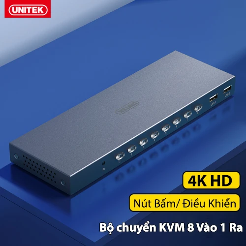 Unitek V303A | Bộ Chuyển KVM HDMI 8 In 1 Out Hỗ Trợ 4K HD – Nút Bấm & Điều Khiển, Dùng Chung 1 Màn Hình Bộ Chuyển KVM HDMI 8 In 1 Out Unitek V303A – Hỗ Trợ 4K HD, Nút Bấm Điều Khiển Nhanh, Dùng Chung 1 Màn Hình