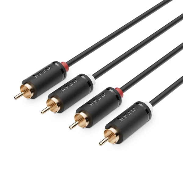 Cáp AV RCA 2 đầu hoa sen Jasoz C105 – Dây âm thanh 2RCA sang 2RCA mạ vàng, truyền tín hiệu stereo ổn định, chống nhiễu, lõi đồng 28AWG