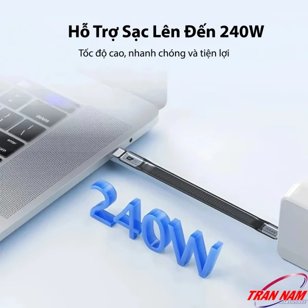 Cáp USB4 Jasoz T-D223 13cm USB-C to USB-C hỗ trợ sạc nhanh PD 240W, tốc độ truyền dữ liệu 40Gbps, xuất hình ảnh 8K