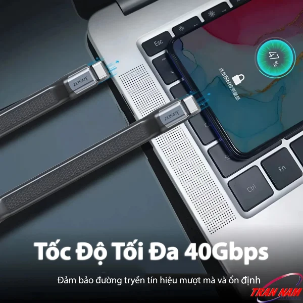 Cáp USB4 Jasoz T-D223 13cm USB-C to USB-C, sạc nhanh PD 240W, truyền dữ liệu 40Gbps, hỗ trợ 8K@60Hz