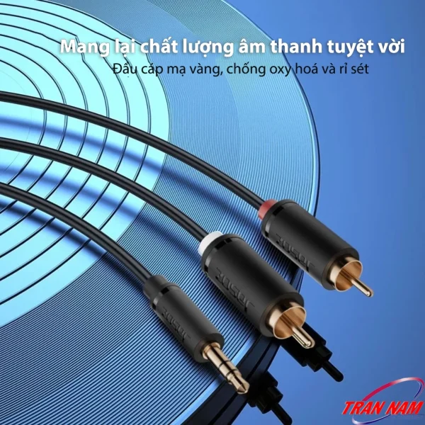 Cáp Audio 3.5mm Sang 2 RCA Jasoz C104 – Đầu cắm mạ vàng chống oxy hóa, truyền âm thanh rõ nét, độ bền cao
