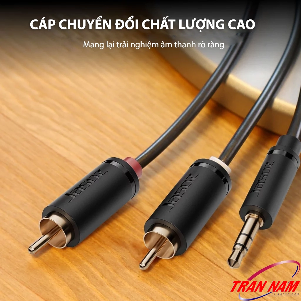 Cáp Audio 3.5mm Sang 2 RCA Jasoz C104 – Cáp chuyển đổi chất lượng cao, lõi đồng OFC, đầu mạ vàng chống oxy hóa, truyền âm rõ ràng