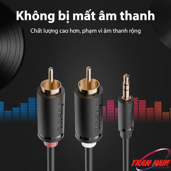 Cáp Audio 3.5mm Sang 2 RCA Jasoz C104 – Không bị mất âm thanh, chất lượng cao hơn, phạm vi âm thanh rộng, đầu mạ vàng chống oxy hóa