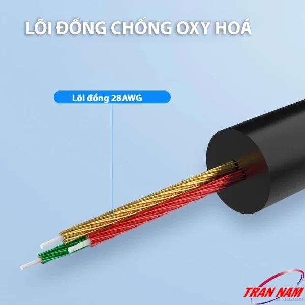 Cáp Audio 3.5mm Sang 2 RCA Jasoz C104 – Lõi đồng 28AWG chống oxy hóa, truyền tín hiệu ổn định, âm thanh rõ nét