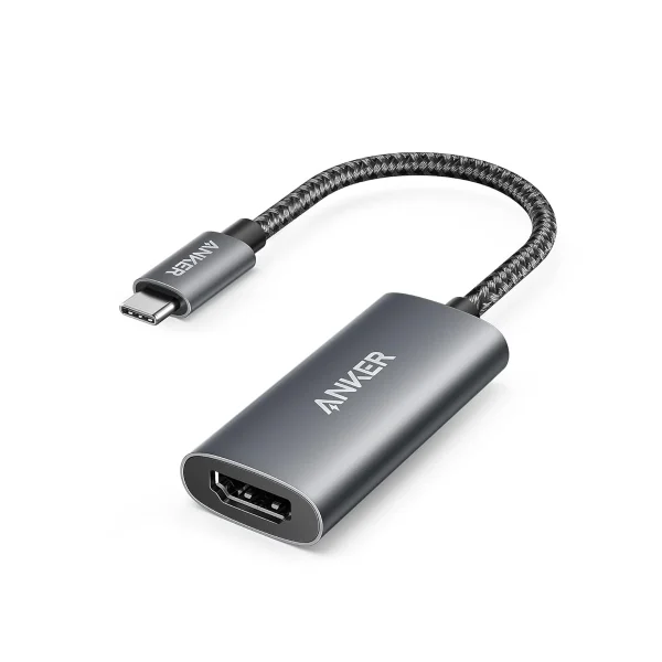 Cáp chuyển USB-C sang HDMI Anker 518 A8317 – Hỗ trợ 8K @ 60 Hz / 4K @ 144 Hz chuẩn HDMI 2.1, vỏ nhôm bọc dù, tương thích MacBook và Samsung DeX.