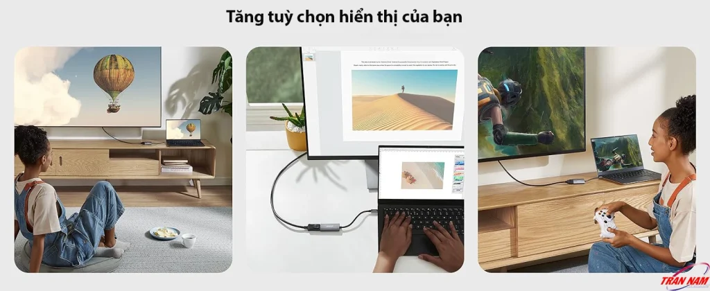 Cáp Chuyển USB-C Sang Displayport 8K@60Hz/4K@144Hz Anker 518-A8318 7 Cáp USB-C sang HDMI Anker 518 A8317 giúp người dùng dễ dàng mở rộng, trình chiếu và chơi game 8K trên màn hình lớn, hỗ trợ nhiều chế độ hiển thị linh hoạt.
