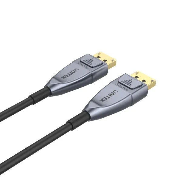 Cáp Displayport 1.4 Sợi Quang Dài 15M Hỗ Trợ 8K@60Hz Unitek C1617GY 1 Cáp DisplayPort 1.4 Sợi Quang Unitek C1617GY Dài 15M – Đầu Cắm Hợp Kim Kẽm Mạ Vàng 24K, Truyền Tín Hiệu 8K@60Hz, 4K@240Hz Ổn Định