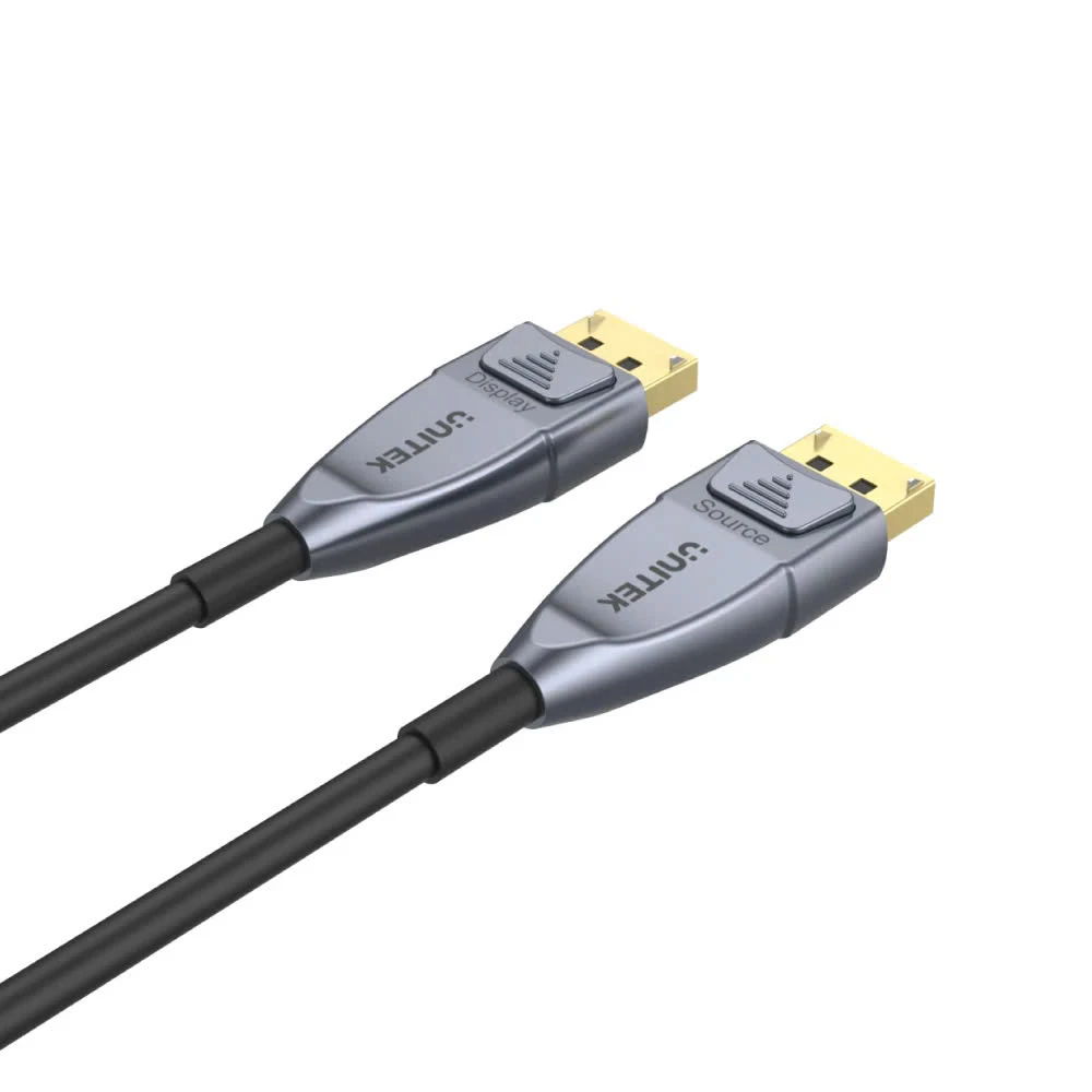 Unitek C1617GY | Đầu Cáp DisplayPort 1.4 Sợi Quang Mạ Vàng 24K – Hỗ Trợ 8K@60Hz, 4K@240Hz | Dây Truyền Tín Hiệu Quang Học Cao Cấp Cáp DisplayPort 1.4 Sợi Quang Unitek C1617GY Dài 15M – Đầu Cắm Hợp Kim Kẽm Mạ Vàng 24K, Truyền Tín Hiệu 8K@60Hz, 4K@240Hz Ổn Định