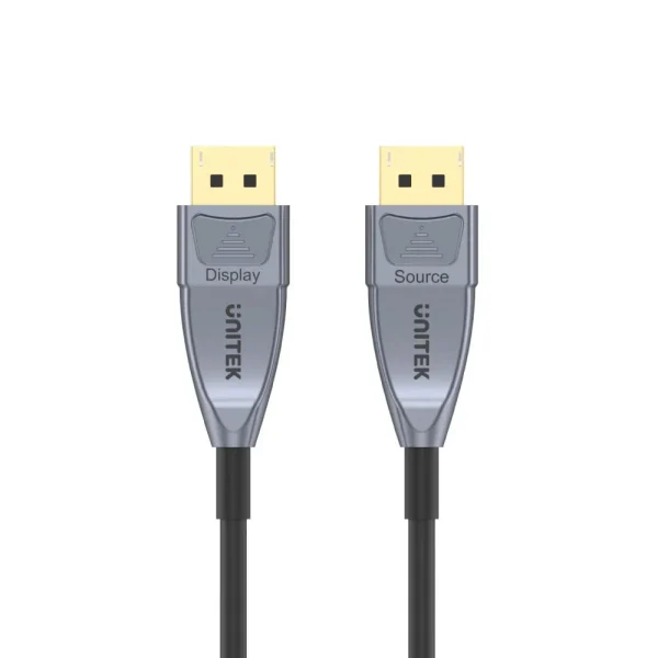 Cáp Displayport 1.4 Sợi Quang Dài 15M Hỗ Trợ 8K@60Hz Unitek C1617GY 2 Cáp DisplayPort 1.4 Sợi Quang Unitek C1617GY – Phân Biệt Đầu Source Và Display, Hỗ Trợ 8K@60Hz, Truyền Tín Hiệu Một Chiều Ổn Định