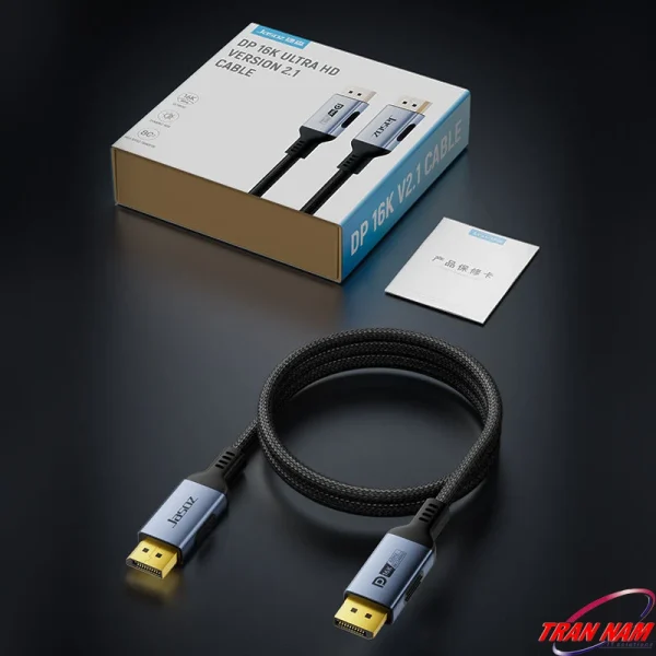 Cáp DisplayPort 2.1 Jasoz A141 full hộp, hỗ trợ 16K/60Hz, 8K/120Hz, 4K/240Hz. Toàn bộ SKU: T-A376 1M, T-A408 1.5M, T-A377 2M, T-A378 3M.