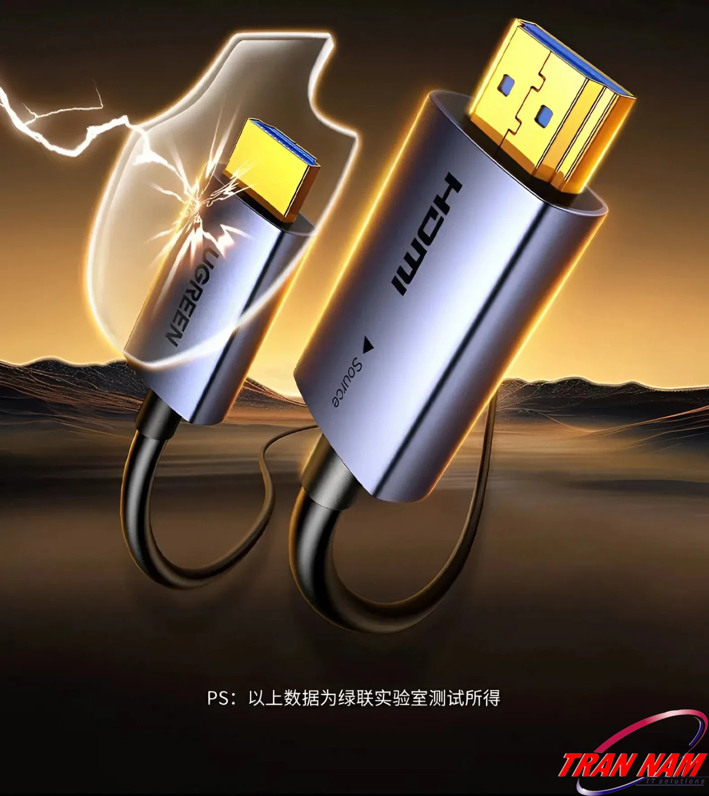 Đầu HDMI mạ vàng chống nhiễu – Cáp HDMI 2.0 Sợi Quang Ugreen HD178 (Ugreen 45503–45512) truyền 4K@60Hz HDR xa tới 100m ổn định, bền bỉ. Cáp HDMI 2.0 Sợi Quang Ugreen HD178 – Ugreen 45503, 45504, 45505, 45506, 45507, 45508, 45509, 45510, 45511, 45512 – đầu HDMI mạ vàng chống oxy hóa, truyền 4K@60Hz HDR ổn định, không suy hao tín hiệu.