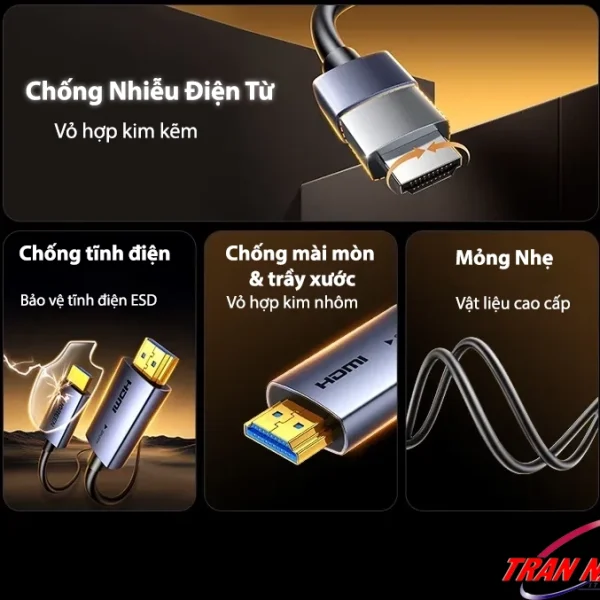 Dây HDMI Sợi Quang Dài 15M Hỗ Trợ 4K@60Hz HDR Ugreen 45504 6 Cáp HDMI 2.0 Sợi Quang Ugreen HD178 – Ugreen 45503, 45504, 45505, 45506, 45507, 45508, 45509, 45510, 45511, 45512 – chống nhiễu điện từ EMI/RFI, chống tĩnh điện ESD, vỏ hợp kim nhôm bền nhẹ, chống mài mòn và trầy xước.