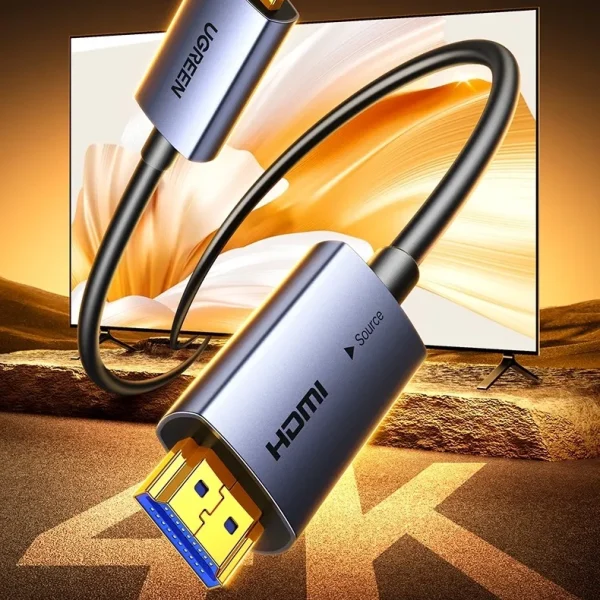 Dây HDMI Sợi Quang Dài 15M Hỗ Trợ 4K@60Hz HDR Ugreen 45504 5 Cáp HDMI 2.0 Sợi Quang Ugreen HD178 – Ugreen 45503, 45504, 45505, 45506, 45507, 45508, 45509, 45510, 45511, 45512 – hỗ trợ 4K@60Hz, HDR, đầu HDMI mạ vàng, truyền tín hiệu xa ổn định, vỏ hợp kim nhôm cao cấp.