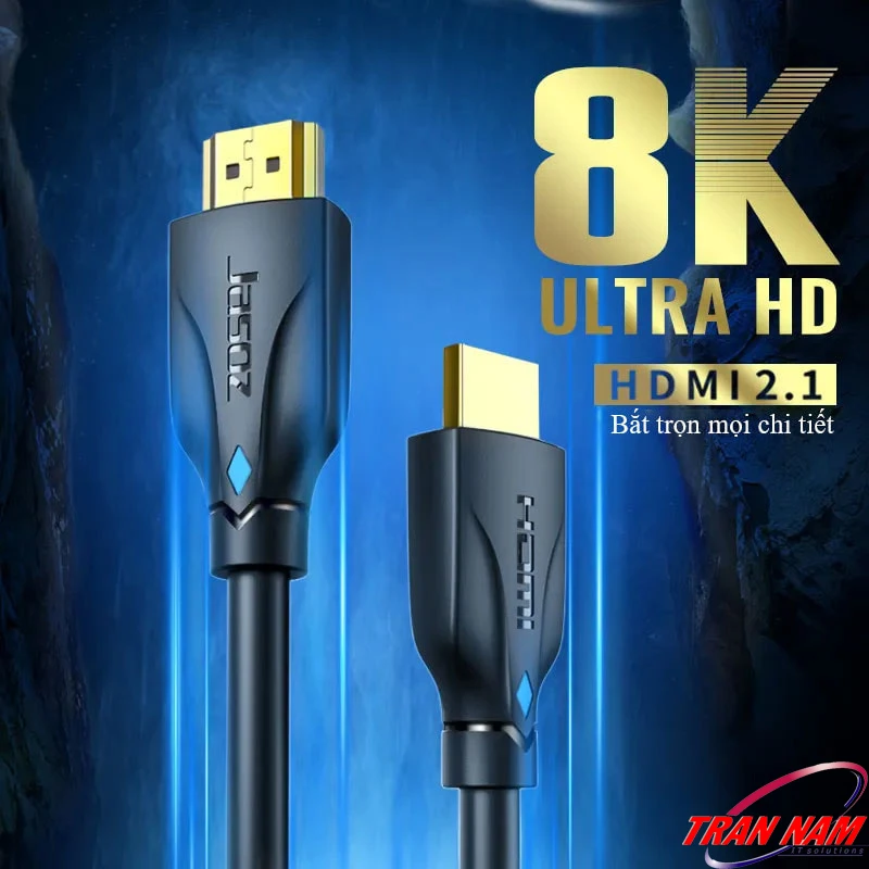 Cáp HDMI 2.1 Jasoz A122 T-A235 T-A236 T-A237 T-A267 T-A324 hỗ trợ 8K Ultra HD, 4K@120Hz, băng thông 48Gbps, đầu mạ vàng 24K, truyền tải hình ảnh sắc nét, âm thanh Dolby Atmos, eARC.