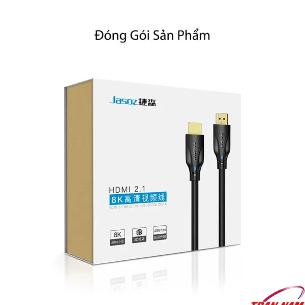 Cáp HDMI 2.1 Jasoz A122 T-A235 T-A236 T-A237 T-A267 T-A324 đóng gói hộp thương hiệu Jasoz, hỗ trợ 8K@60Hz, 4K@120Hz, băng thông 48Gbps, dây mạ vàng chống nhiễu.