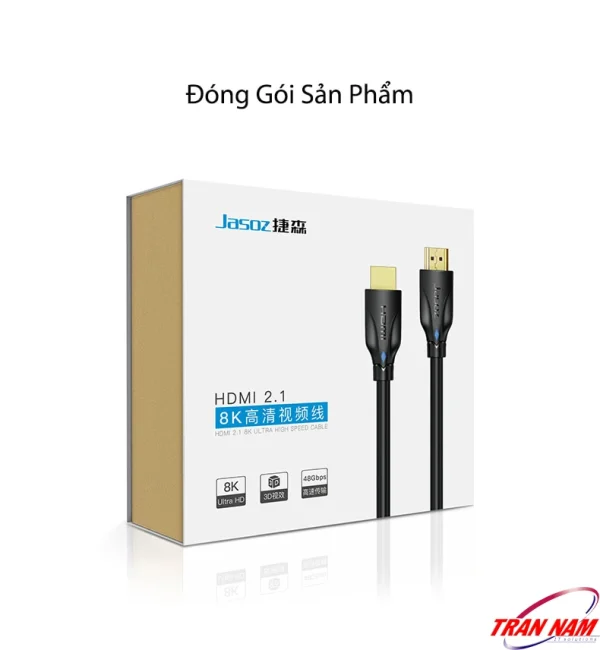 Cáp HDMI 2.1 Jasoz A122 T-A235 T-A236 T-A237 T-A267 T-A324 đóng gói hộp thương hiệu Jasoz, hỗ trợ 8K@60Hz, 4K@120Hz, băng thông 48Gbps, dây mạ vàng chống nhiễu.