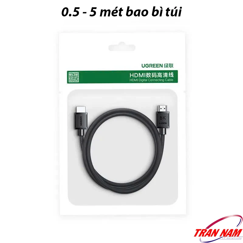 Cáp HDMI 2.1 8K Ugreen HD175 – Bao bì túi gọn gàng (0.5 m – 5 m), 48 Gbps, HDR, eARC Cáp HDMI 2.1 8K Ugreen HD175 Ugreen 45429 45430 45431 45432 45433 45434, chiều dài 0.5 m – 5 m, đóng gói bao bì túi, chuẩn 8K@60Hz, 4K@240Hz
