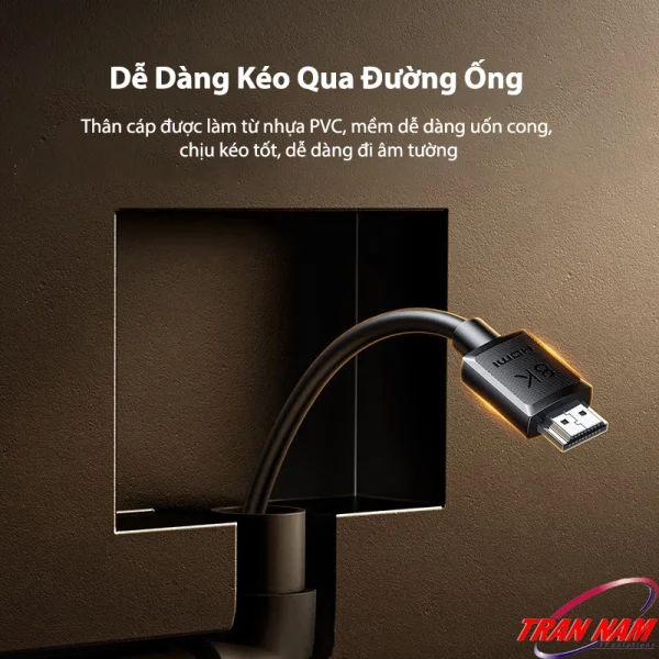 Cáp HDMI 15M Hỗ Trợ 8K@60Hz, 4K@240Hz Ugreen 45437 4 Cáp HDMI 2.1 8K Ugreen HD175 Ugreen 45429 45430 45431 45432 45433 45434 45435 45436 45437 dễ dàng kéo qua đường ống, vỏ PVC mềm, chịu uốn cong tốt