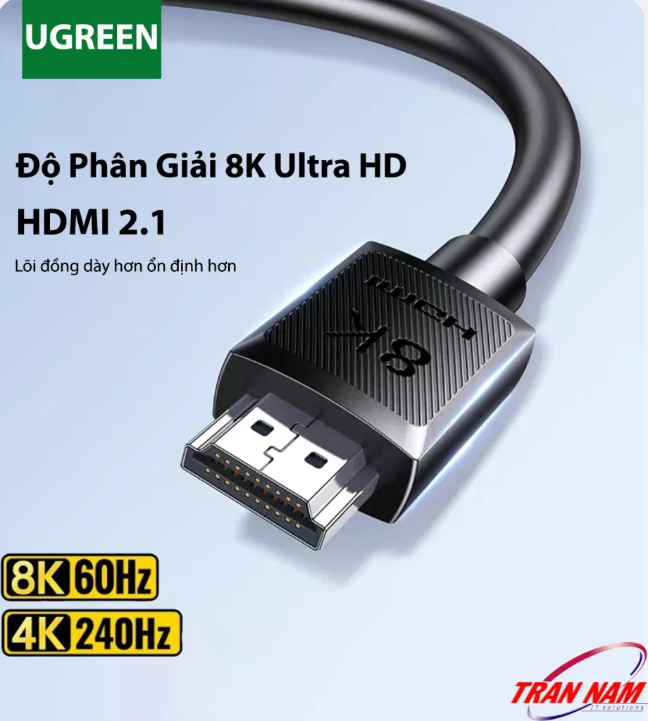 Cáp HDMI 15M Hỗ Trợ 8K@60Hz, 4K@240Hz Ugreen 45437 14 Cáp HDMI 2.1 8K Ultra HD Ugreen HD175 – Dòng cao cấp 48Gbps, lõi đồng dày hơn ổn định hơn