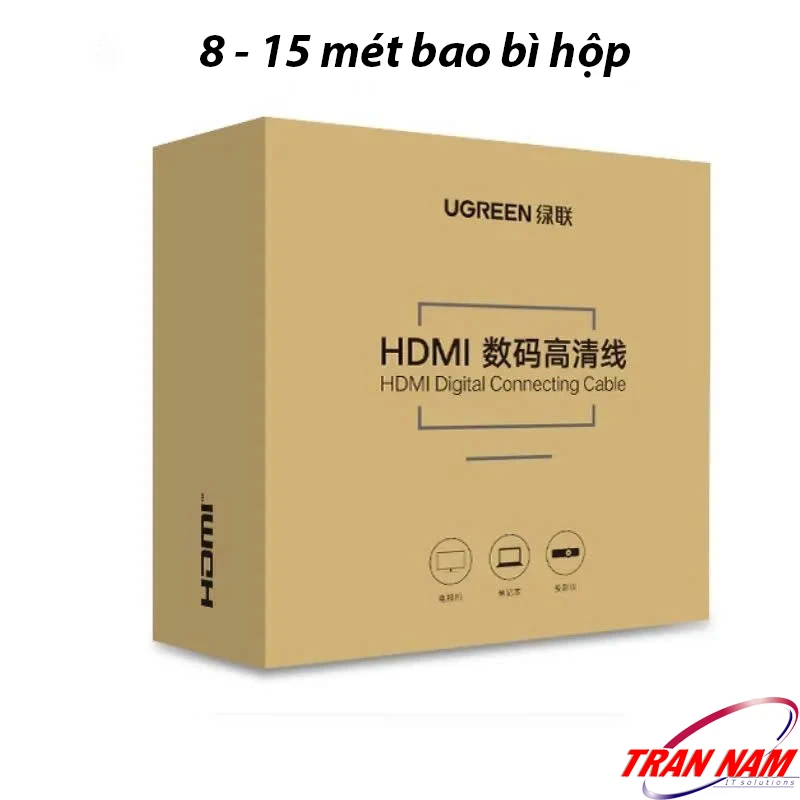 Cáp HDMI 2.1 8K Ugreen HD175 – Bao bì hộp chính hãng (8 m – 15 m) chuẩn 48 Gbps 8K HDR Cáp HDMI 2.1 8K Ugreen HD175 Ugreen 45435 45436 45437, chiều dài 8 – 15 m, đóng gói bao bì hộp chính hãng Ugreen