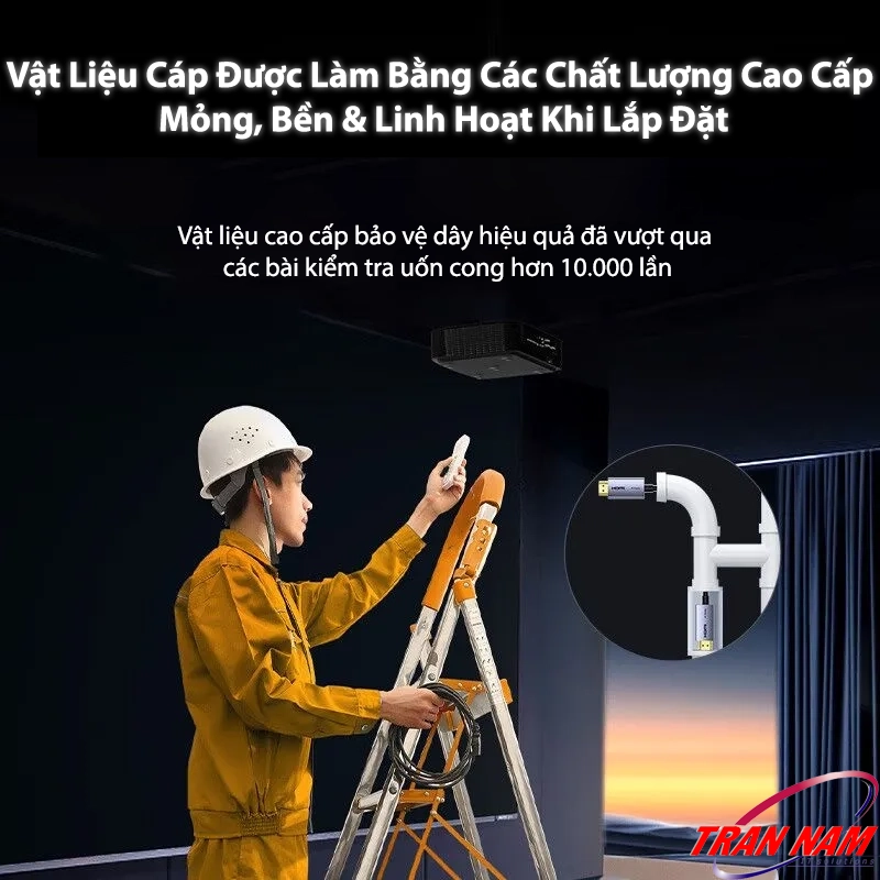 Cáp HDMI 2.1 Sợi Quang Ugreen HD183 (Ugreen 55504–55510) – Vật liệu cao cấp, bền, dẻo và linh hoạt khi lắp đặt. Vật liệu cao cấp – Cáp HDMI 2.1 Sợi Quang Ugreen HD183 Ugreen 55504, 55505, 55506, 55507, 55508, 55509, 55510 – lõi sợi quang + đồng mạ thiếc, vỏ PVC dẻo, bền và linh hoạt khi lắp đặt.