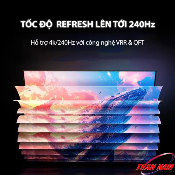 Cáp HDMI 2.1 Sợi Quang Dài 10M Hỗ Trợ 8K@60Hz, 4K@240Hz HDR, eARC Ugreen 55504 11 Tốc độ refresh 240Hz – Cáp HDMI 2.1 Sợi Quang Ugreen HD183 Ugreen 55504, 55505, 55506, 55507, 55508, 55509, 55510 – hỗ trợ 4K@240Hz, công nghệ VRR & QFT, truyền hình ảnh mượt mà cho gaming và trình chiếu 8K.