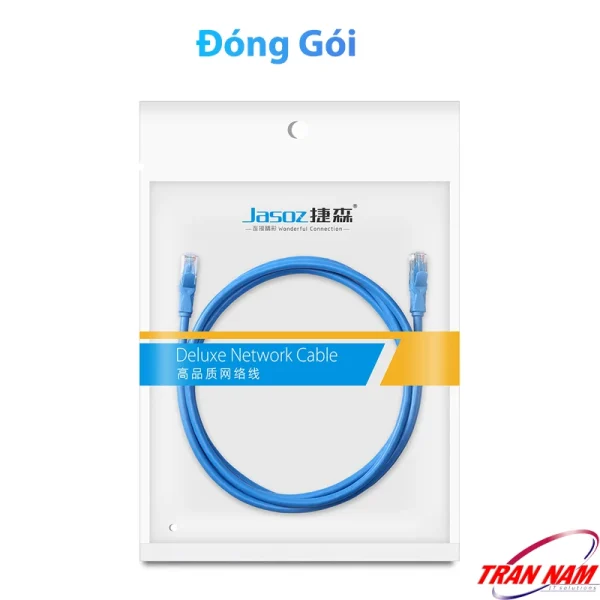 Đóng gói cáp mạng Jasoz E104 Cat6 UTP lõi đồng nguyên chất, đầu RJ45 mạ vàng – SKU T-E130 đến T-E138