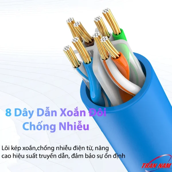 Cáp mạng RJ45 Cat6 Jasoz E102 – 8 dây dẫn xoắn đôi chống nhiễu điện từ, nâng cao hiệu suất truyền dẫn, giữ kết nối Gigabit 1000Mbps ổn định. Áp dụng cho toàn bộ SKU Jasoz T-E112, T-E113, T-E114, T-E115, T-E116, T-E117, T-E118, T-E119, T-E120, T-E272, T-E273 (0.5m – 30m).