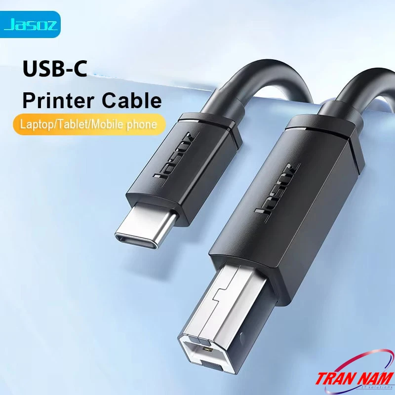Cáp máy in USB-C to USB-B Jasoz D121, kết nối laptop MacBook với máy in, máy scan – hỗ trợ các độ dài T-D210 0.5m, T-D211 1m, T-D212 1.5m, T-D213 2m, T-D214 3m