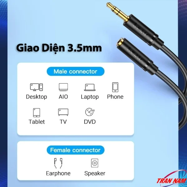 Cáp Audio 3.5mm Jasoz C106 – Giao Diện 3.5mm Tương Thích Nhiều Thiết Bị – Jasoz T-C166 T-C167 T-C169 T-C170