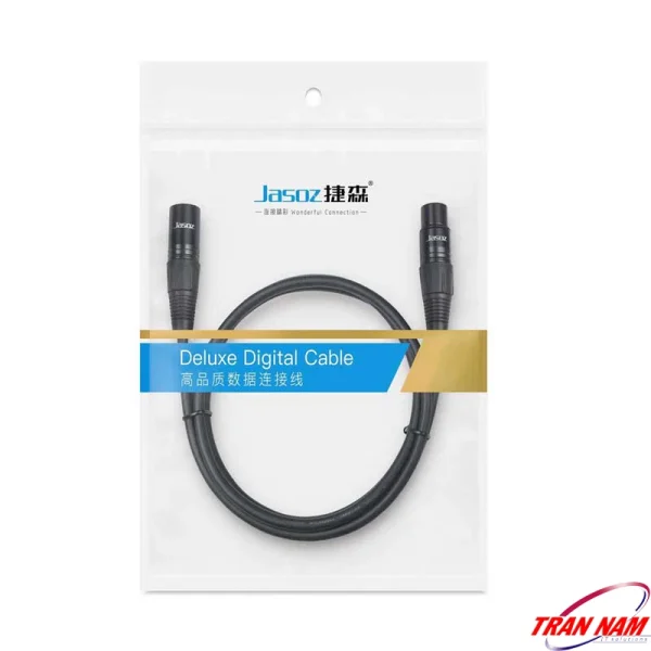 Bao bì chính hãng Cáp XLR 3Pin Jasoz C107, dây nối dài âm thanh chuyên dụng cho micro và mixer, đóng gói túi Deluxe Digital Cable sang trọng, gồm các phiên bản Jasoz T-C177, T-C178, T-C179, T-C180, T-C181.
