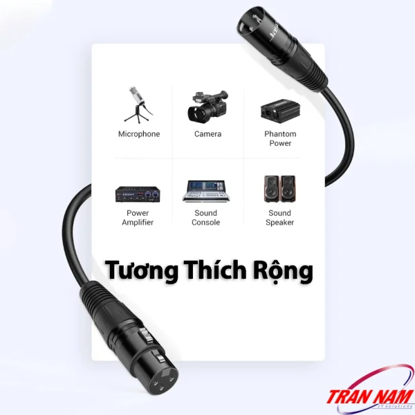 Cáp âm thanh XLR 3Pin Jasoz C107 kết nối được với micro, camera, phantom power, amply, sound console và loa, dùng chung cho các phiên bản Jasoz T-C177, T-C178, T-C179, T-C180, T-C181.