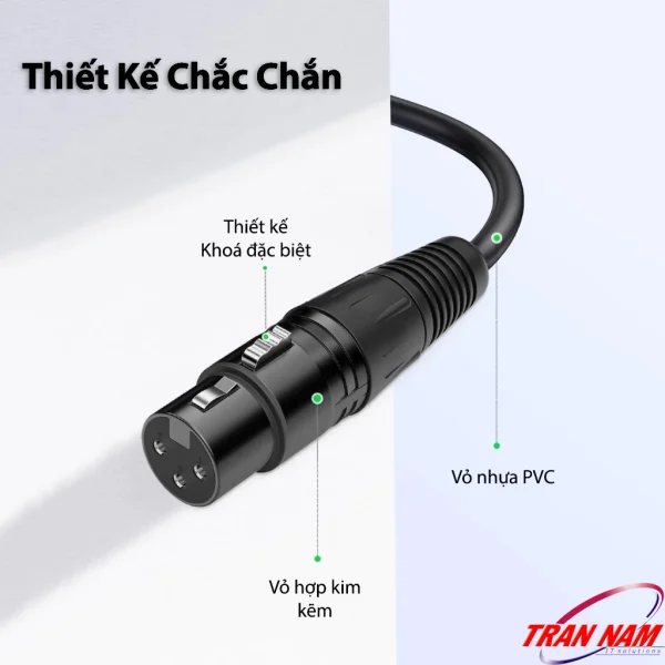 Cáp XLR 3Pin Jasoz C107 với thiết kế chắc chắn, đầu cắm bằng hợp kim kẽm chống oxy hóa, có khóa chống tuột và vỏ nhựa PVC dẻo bền, phù hợp các phiên bản Jasoz T-C177, T-C178, T-C179, T-C180, T-C181.