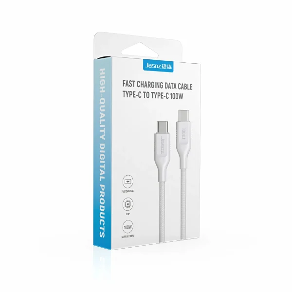 Cáp sạc USB-C to USB-C Jasoz D122 PD 100W, truyền dữ liệu 480Mbps, dùng cho laptop MacBook, smartphone USB-C – SKU T-D217 1m, T-D218 1.5m, T-D219 2m