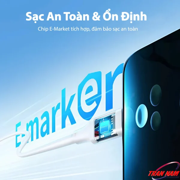 Cáp USB-C to USB-C Jasoz D122 tích hợp chip E-Marker, hỗ trợ sạc nhanh PD 100W an toàn cho laptop và smartphone – SKU T-D217, T-D218, T-D219