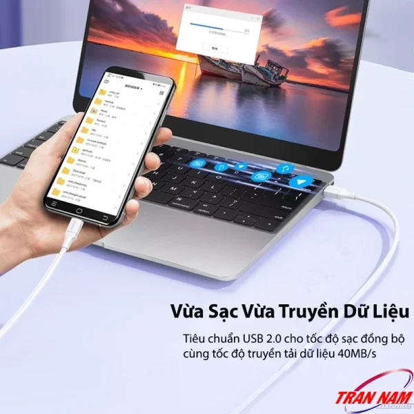 Cáp Micro USB Jasoz D112 hỗ trợ vừa sạc vừa truyền dữ liệu, tốc độ 480Mbps, chuẩn USB 2.0, đảm bảo kết nối ổn định cho điện thoại và laptop