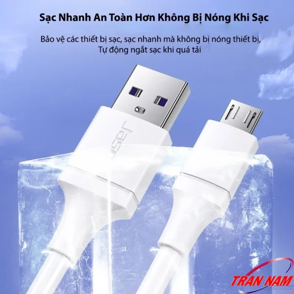 Cáp Micro USB Jasoz D112 hỗ trợ sạc nhanh 3A, an toàn không bị nóng khi sạc, tự động ngắt khi quá tải