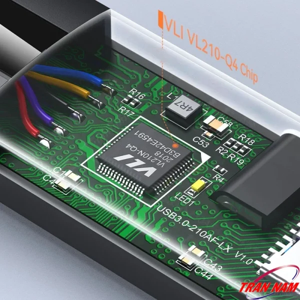 Chipset khuếch đại tín hiệu VLI VL210-Q4 bên trong cáp nối dài USB Jasoz giúp truyền dữ liệu ổn định, giảm nhiễu và tăng khoảng cách kết nối.