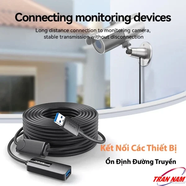 Cáp nối dài USB Jasoz có chipset khuếch đại tín hiệu, kết nối camera giám sát đường dài ổn định, không rớt tín hiệu.