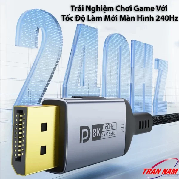 Cáp USB-C Sang DisplayPort Jasoz T-A397 hỗ trợ màn hình gaming 240Hz, tối ưu cho eSports và game FPS tốc độ cao