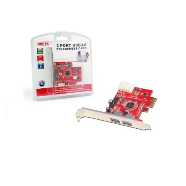 Card Mở Rộng Cổng PCIe Sang 2 Cổng USB 3.0 UNITEK Y-7301 2 Card PCIe Sang 2 Cổng USB 3.0 Unitek Y-7301 Kèm Hộp – Chip NEC UPD720200, Hỗ Trợ 5Gbps, Tương Thích Mainboard H61 H81