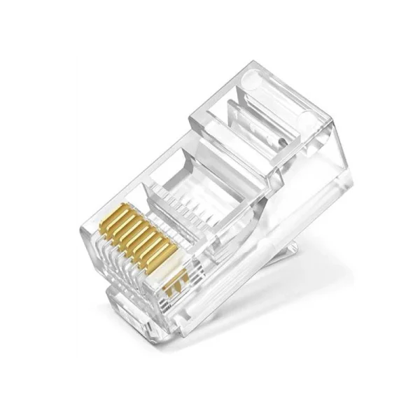Đầu bấm mạng CAT5e Jasoz T-E163 chân đồng mạ vàng 1U chuẩn RJ45 8P8C – đầu nối dây mạng trong suốt, bền, chống oxy hóa