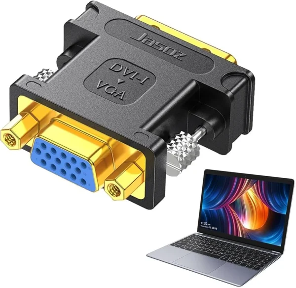 Đầu chuyển DVI 24+5 sang VGA Jasoz T-G157, hỗ trợ kết nối laptop và màn hình VGA, đầu cắm mạ vàng, truyền hình ảnh Full HD 1080p ổn định.