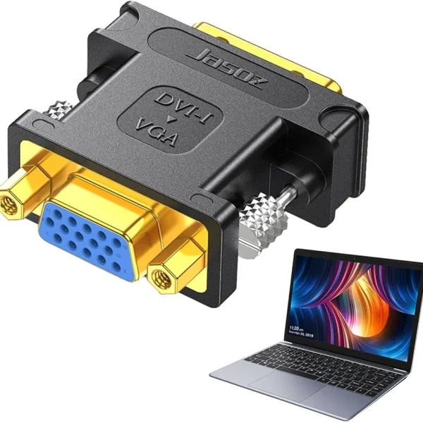 Đầu chuyển DVI 24+5 sang VGA Jasoz T-G157, hỗ trợ kết nối laptop và màn hình VGA, đầu cắm mạ vàng, truyền hình ảnh Full HD 1080p ổn định.