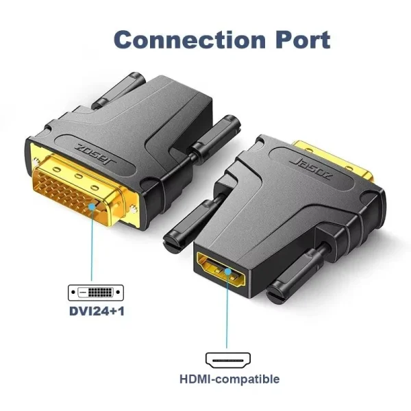 Đầu chuyển DVI sang HDMI 2 chiều Jasoz T-G156 hỗ trợ Full HD 1080p, đầu mạ vàng, truyền tín hiệu ổn định