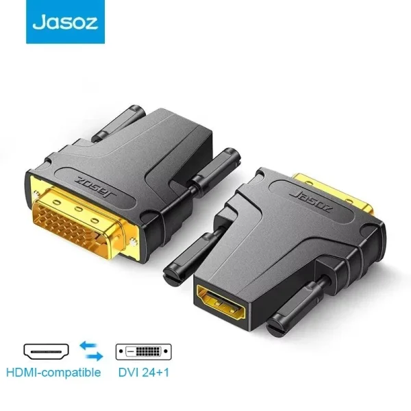 Đầu chuyển DVI 24+1 sang HDMI 2 chiều Jasoz T-G156 hỗ trợ Full HD, đầu mạ vàng chống nhiễu