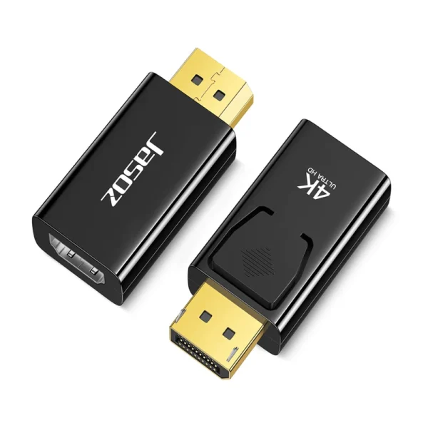 Đầu chuyển đổi DisplayPort sang HDMI Jasoz T-G146 hỗ trợ độ phân giải 4K, chipset Longxun 3361, vỏ ABS bền nhẹ, đầu mạ vàng chống oxy hóa, truyền tín hiệu hình ảnh ổn định cho PC, laptop, card đồ họa.