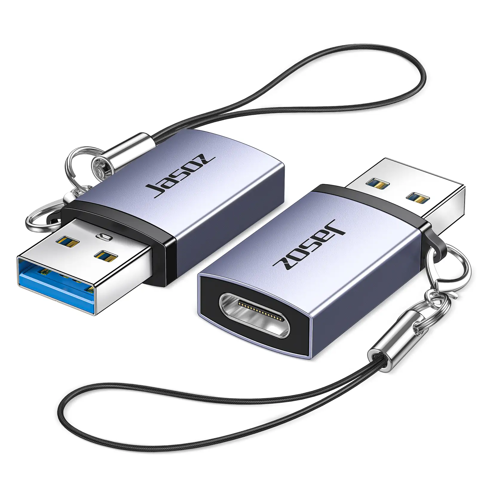 Đầu chuyển OTG USB 3.0 sang Type-C Jasoz T-G160 có dây treo tiện dụng, hỗ trợ sạc nhanh 18W, truyền dữ liệu 5Gbps, nghe nhạc USB-C, vỏ hợp kim nhôm chống nhiễu, bền đẹp.